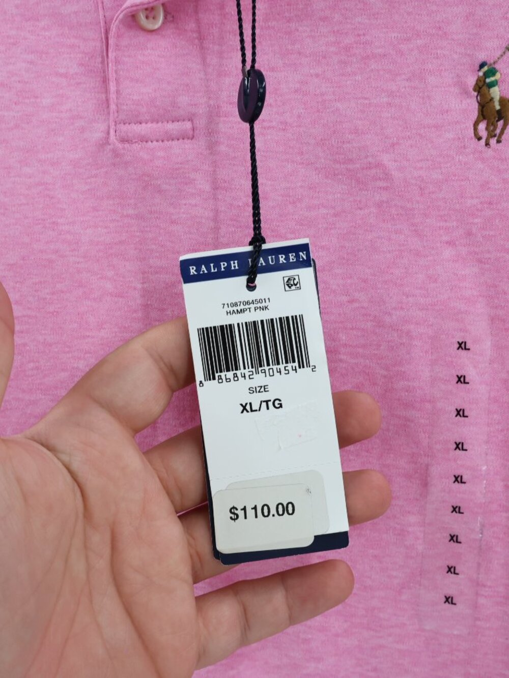 NWT Polo Ralph Lauren Polo Shirt mens XL flesh pony Short Sleeve Pink Heather - Picture 3 of 11